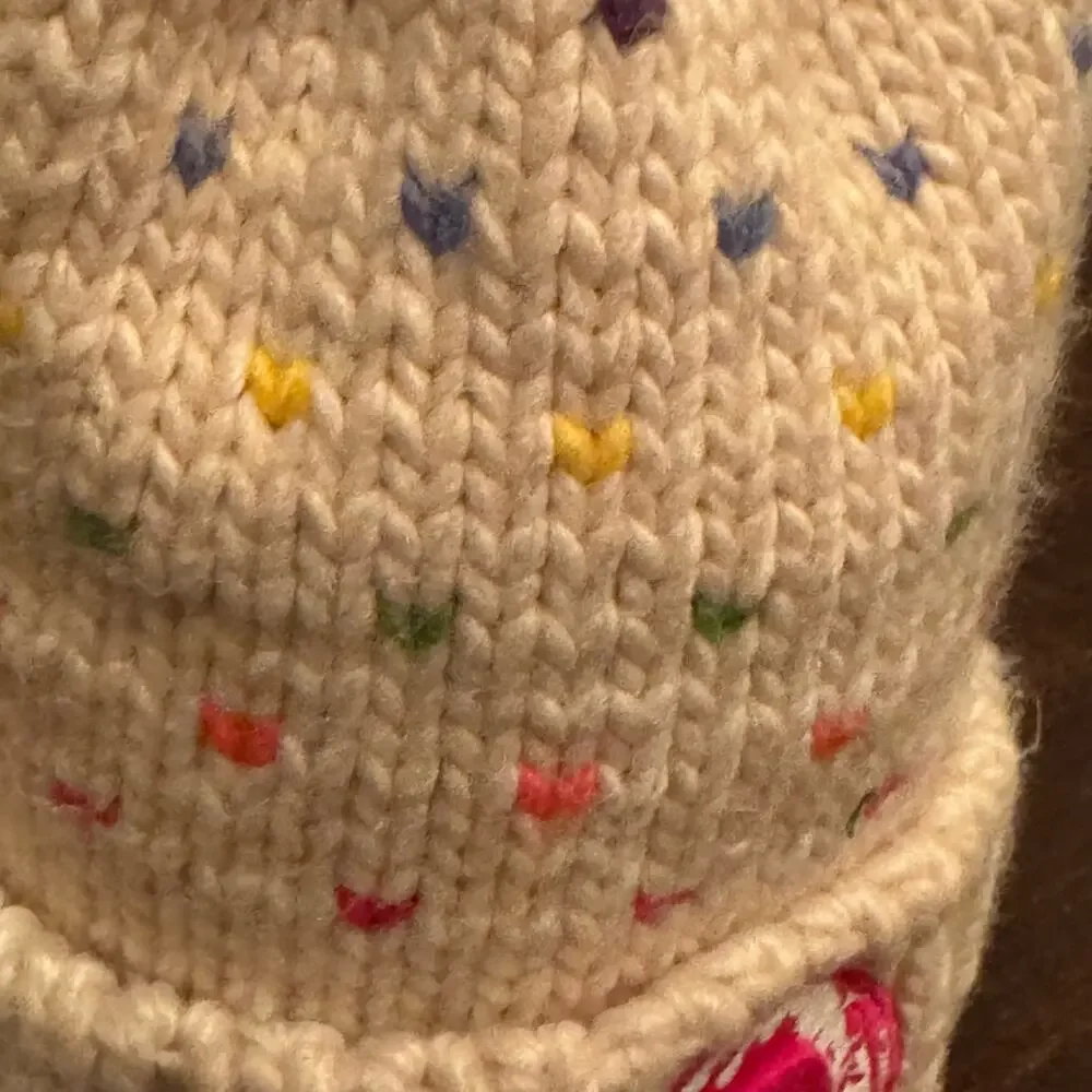 '47 Brand Kids Spartan Race Girls Beanie Cream Sprinkles Cuffed Knit Hat Pom Pom